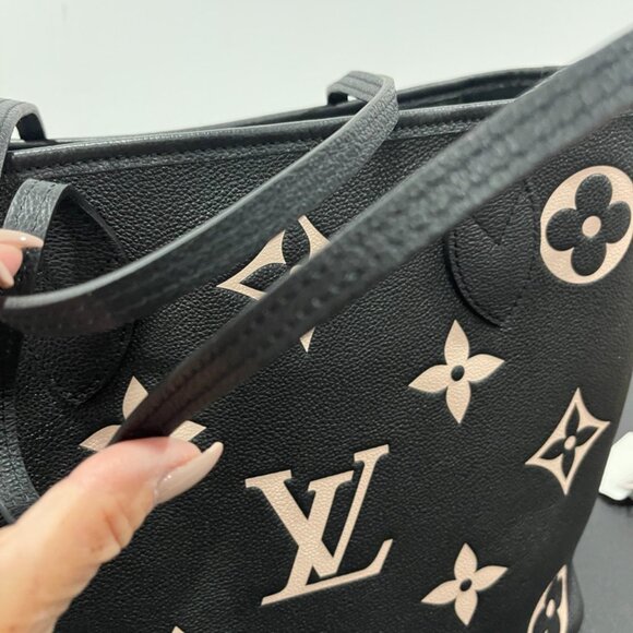 Louis Vuitton NWT Neverfull MM Empreinte Monogram Giant Black Beige (JB1299) - Picture 6 of 8